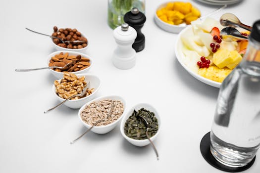 image of a healthy meal with a glass of water