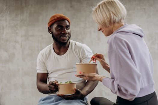 man enjoying healthy food