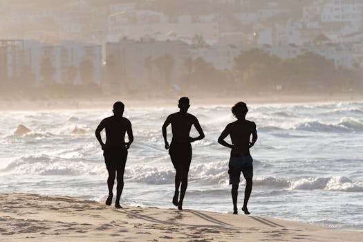 Image of a person jogging during sunrise