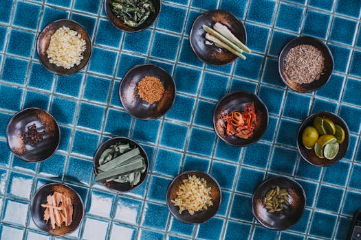 colorful spices in bowls