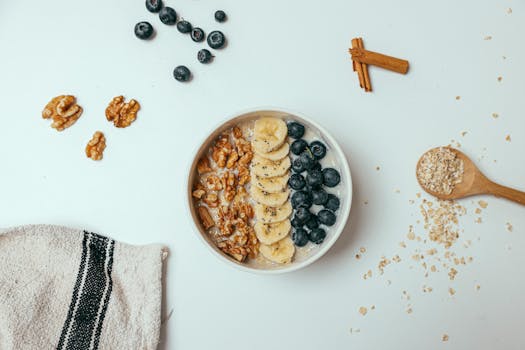energizing breakfast with fruits and oatmeal